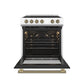 FORNO Espresso Leonardo 30" 5 cu. ft. Electric Range in White with Antique Brass Handles, FFSEL6012-30WHT