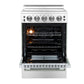 FORNO Loiano 24" 2.3 cu. ft. Freestanding Electric Range with 4 Element Burners, Storage Drawer and Air Fryer Kit in Stainless Steel, FFSEL6069-24