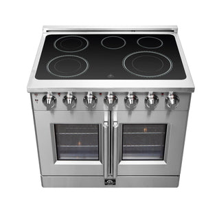 FORNO Massimo 36" 5.36 cu. ft. Freestanding French Door Electric Range with 5 Elements, FFSEL6955-36