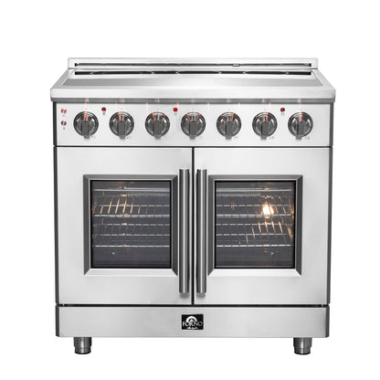 FORNO Massimo 36" 5.36 cu. ft. Freestanding French Door Electric Range with 5 Elements, FFSEL6955-36