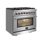 FORNO Massimo 30" 4.32 cu. ft. Freestanding Dual Fuel Range with 5 Sealed Burners, Air Fryer Kit, Wok Support & Griddle in White with Antique Brass Accents, FFSGS6125-30
