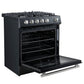 FORNO Espresso Leonardo 30" 5 cu. ft. Gas Range in Black with Stainless Steel Handles, FFSGS1116-30BLK