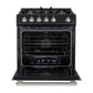 FORNO Espresso Leonardo 30" 5 cu. ft. Gas Range in Black with Stainless Steel Handles, FFSGS1116-30BLK