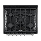 FORNO Espresso Leonardo 30" 5 cu. ft. Gas Range in Black with Stainless Steel Handles, FFSGS1116-30BLK