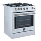 FORNO Espresso Leonardo 30" 5 cu. ft. Gas Range in White with Stainless Steel Handles, FFSGS1116-30WHT