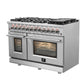 FORNO Massimo 48″ 6.58 cu. ft. Freestanding Dual Fuel Range with 8 Sealed Burners, Air Fryer Kit, Wok Support & Griddle in Stainless Steel, FFSGS6125-48