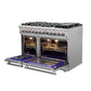 FORNO Massimo 48″ 6.58 cu. ft. Freestanding Dual Fuel Range with 8 Sealed Burners, Air Fryer Kit, Wok Support & Griddle in Stainless Steel, FFSGS6125-48