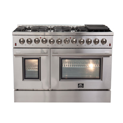 FORNO Galiano 48" 6.58 cu. ft. Dual Fuel Range with 8 Italian Burners in Stainless Steel, FFSGS6156-48