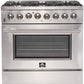 FORNO Appliance Package- 36 Inch Dual Fuel Range, Wall Mount Range Hood, AP-FFSGS6156-36-W