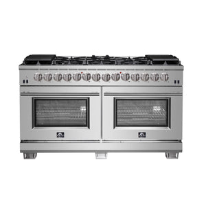 FORNO Capriasca 60" 8.64 cu. ft. Dual Fuel Range with 10 Italian Burners in Stainless Steel, FFSGS6187-60