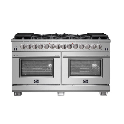 FORNO Capriasca 60" 8.64 cu. ft. Dual Fuel Range with 10 Italian Burners in Stainless Steel, FFSGS6187-60