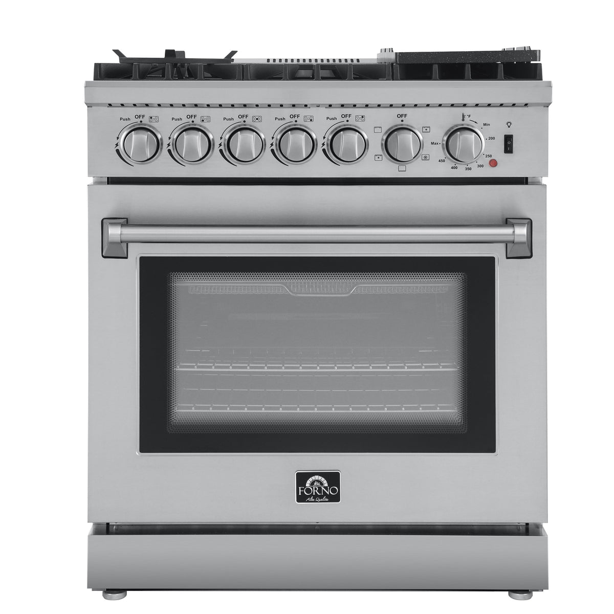FORNO Lazio 30" 4.32 cu. ft. Dual Fuel Range with 5 Italian Burners in Stainless Steel, FFSGS6196-30