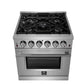 FORNO Massimo 30″ 4.32 cu. ft. Freestanding Gas Range with 5 Sealed Burners, Air Fryer Kit, Wok Support & Griddle in Stainless Steel , FFSGS6239-30
