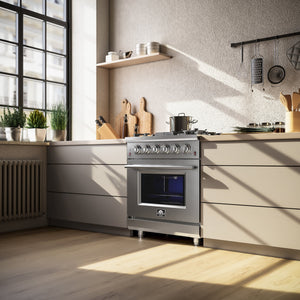 FORNO Massimo 30″ 4.32 cu. ft. Freestanding Gas Range with 5 Sealed Burners, Air Fryer Kit, Wok Support & Griddle in Stainless Steel , FFSGS6239-30