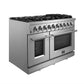 FORNO Massimo 48″ 6.58 cu. ft. Freestanding Gas Range with 8 Sealed Burners, Air Fryer Kit, Wok Support & Griddle in Stainless Steel, FFSGS6239-48