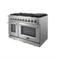 FORNO Massimo 48″ 6.58 cu. ft. Freestanding Gas Range with 8 Sealed Burners, Air Fryer Kit, Wok Support & Griddle in Stainless Steel, FFSGS6239-48