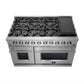 FORNO Massimo 48″ 6.58 cu. ft. Freestanding Gas Range with 8 Sealed Burners, Air Fryer Kit, Wok Support & Griddle in Stainless Steel, FFSGS6239-48