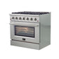 FORNO Galiano 36" 5.36 cu. ft. Gas Range with 6 Italian Burners in Stainless Steel, FFSGS6244-36