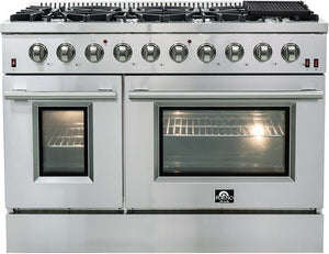 FORNO Appliance Package - 48" Gas Range, Range Hood, 60" Refrigerator, AP-FFSGS6244-48-24