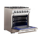 FORNO Capriasca 30″ 4.32 cu. ft. Gas Range with 5 Italian Burners in Stainless Steel, FFSGS6260-30