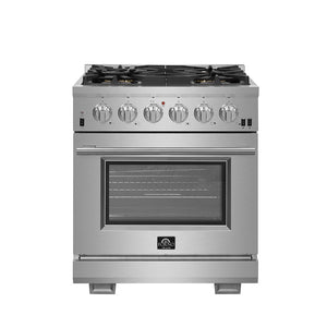 FORNO Capriasca 30″ 4.32 cu. ft. Gas Range with 5 Italian Burners in Stainless Steel, FFSGS6260-30