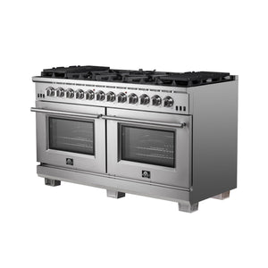 FORNO Capriasca 60″ 8.64 cu. ft. Gas Range with 10 Italian Burners in Stainless Steel, FFSGS6260-60