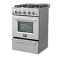 FORNO Breno 24" 2.3 cu. ft. Freestanding Gas Range with 4 Sealed Burners, Storage Drawer and Air Fryer Kit in Stainless Steel, FFSGS6272-24
