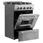 FORNO Breno 24" 2.3 cu. ft. Freestanding Gas Range with 4 Sealed Burners, Storage Drawer and Air Fryer Kit in Stainless Steel, FFSGS6272-24