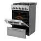 FORNO Breno 24" 2.3 cu. ft. Freestanding Gas Range with 4 Sealed Burners, Storage Drawer and Air Fryer Kit in Stainless Steel, FFSGS6272-24