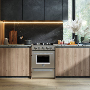 FORNO Breno 24" 2.3 cu. ft. Freestanding Gas Range with 4 Sealed Burners, Storage Drawer and Air Fryer Kit in Stainless Steel, FFSGS6272-24