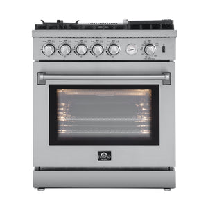 FORNO Appliance Package - 30" Gas Range with Airfryer, Range Hood, 36" Refrigerator, Dishwasher, AP-FFSGS6276-30-11