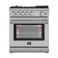 FORNO Appliance Package - 30" Gas Range with Airfryer, Range Hood, 36" Refrigerator, AP-FFSGS6276-30-10