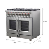 Forno Massimo 36" Freestanding French Door Dual Fuel Range