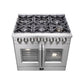 FORNO Massimo 36" 5.36 cu. ft. Freestanding French Door Dual Fuel Range with 6 Burners, FFSGS6325-36