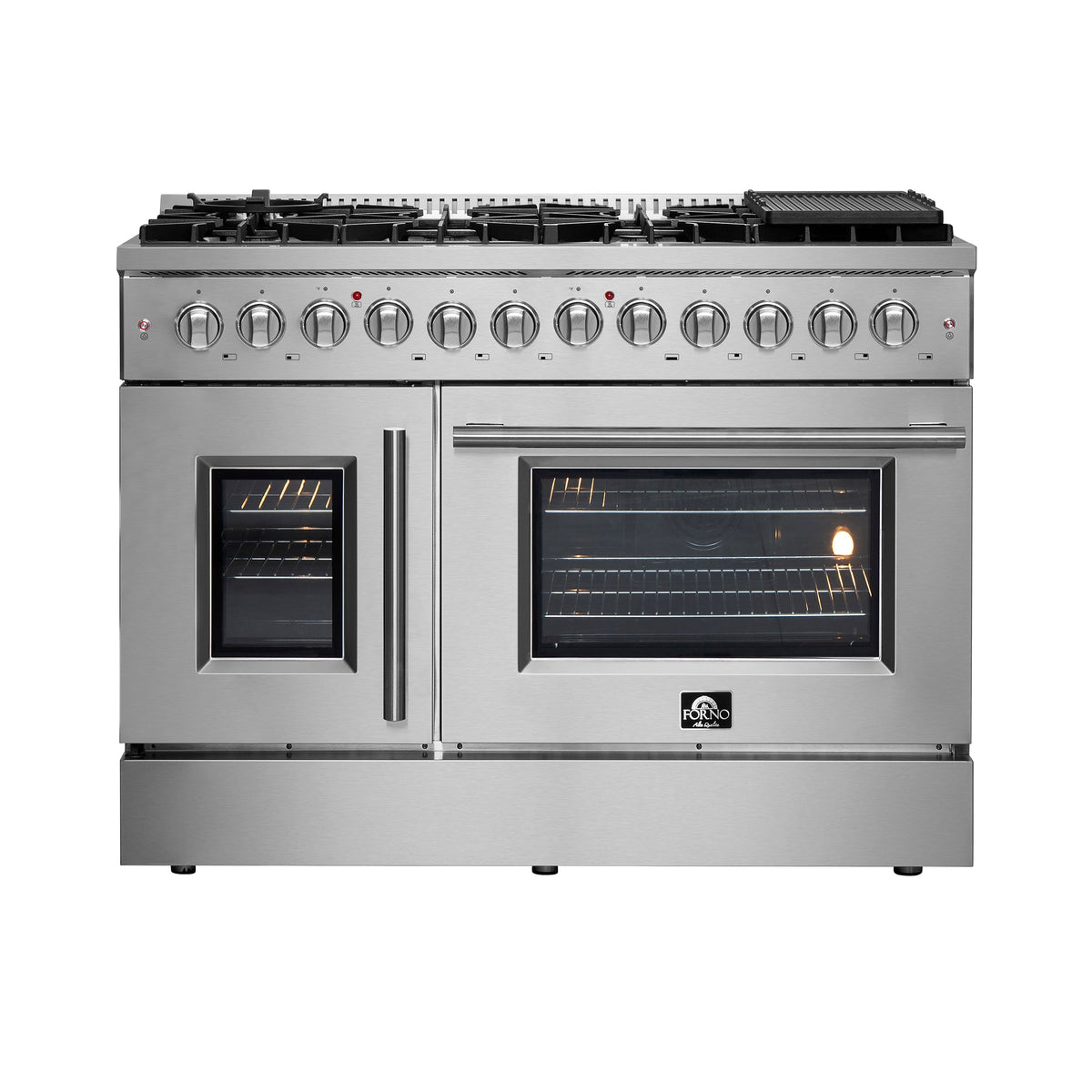 FORNO Galiano 48" 6.58 cu. ft. Dual Fuel Range with French Door in Stainless Steel, FFSGS6356-48