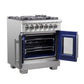 FORNO Capriasca 30" 4.32 cu. ft. French Door Dual Fuel Range with 5 Brass Burners, Air Fryer Kit, Rotisserie Kit, Wok Support & Griddle in Stainless Steel, FFSGS6387-30