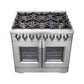 FORNO Capriasca 36" 5.36 cu. ft. Dual Fuel Range with 6 Brass Burners, Air Fryer Kit, Rotisserie Kit, Wok Support & Griddle in Stainless Steel, FFSGS6387-36