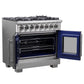 FORNO Capriasca 36" 5.36 cu. ft. Dual Fuel Range with 6 Brass Burners, Air Fryer Kit, Rotisserie Kit, Wok Support & Griddle in Stainless Steel, FFSGS6387-36