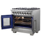 FORNO Capriasca 36" 5.36 cu. ft. Dual Fuel Range with 6 Brass Burners, Air Fryer Kit, Rotisserie Kit, Wok Support & Griddle in Stainless Steel, FFSGS6387-36