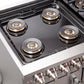 FORNO Capriasca 48" 6.58 cu. ft. Dual Fuel Range with 8 Brass Burners, Air Fryer Kit, Rotisserie Kit, Wok Support & Griddle in Stainless Steel, FFSGS6387-48