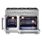 FORNO Capriasca 48" 6.58 cu. ft. Dual Fuel Range with 8 Brass Burners, Air Fryer Kit, Rotisserie Kit, Wok Support & Griddle in Stainless Steel, FFSGS6387-48