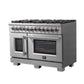 FORNO Capriasca 48" 6.58 cu. ft. Dual Fuel Range with 8 Brass Burners, Air Fryer Kit, Rotisserie Kit, Wok Support & Griddle in Stainless Steel, FFSGS6387-48