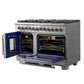 FORNO Capriasca 48" 6.58 cu. ft. Dual Fuel Range with 8 Brass Burners, Air Fryer Kit, Rotisserie Kit, Wok Support & Griddle in Stainless Steel, FFSGS6387-48