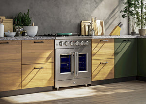 FORNO Massimo 30″ 4.32 cu. ft. Freestanding French Door Gas Range with 5 Burners, FFSGS6439-30