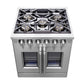 FORNO Capriasca 30" 4.32 cu. ft. French Door Gas Range with 5 Brass Burners, Air Fryer Kit, Rotisserie Kit, Wok Support & Griddle in Stainless Steel, FFSGS6460-30