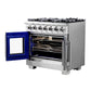 FORNO Capriasca 36" 5.36 cu. ft. French Door Gas Range with 6 Brass Burners, Air Fryer Kit, Rotisserie Kit, Wok Support & Griddle in Stainless Steel, FFSGS6460-36