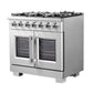 FORNO Capriasca 36" 5.36 cu. ft. French Door Gas Range with 6 Brass Burners, Air Fryer Kit, Rotisserie Kit, Wok Support & Griddle in Stainless Steel, FFSGS6460-36