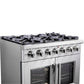 FORNO Capriasca 36" 5.36 cu. ft. French Door Gas Range with 6 Brass Burners, Air Fryer Kit, Rotisserie Kit, Wok Support & Griddle in Stainless Steel, FFSGS6460-36