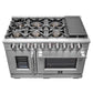 FORNO Capriasca 48" 6.58 cu. ft. French Door Gas Range with 8 Brass Burners, Air Fryer Kit, Rotisserie Kit, Wok Support & Griddle in Stainless Steel, FFSGS6460-48