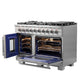 FORNO Capriasca 48" 6.58 cu. ft. French Door Gas Range with 8 Brass Burners, Air Fryer Kit, Rotisserie Kit, Wok Support & Griddle in Stainless Steel, FFSGS6460-48
